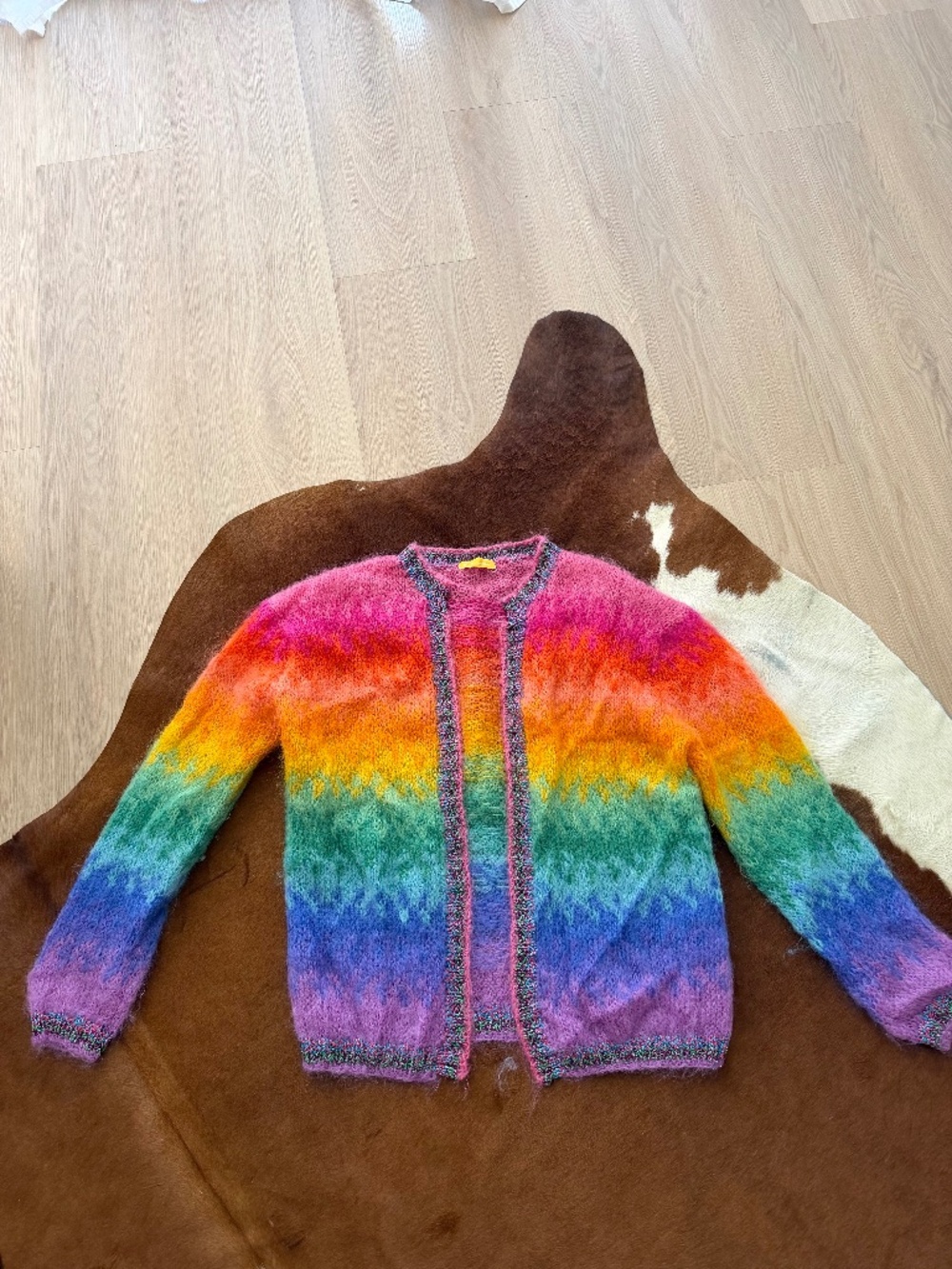 Rose Carmine rainbow mohair cardigan